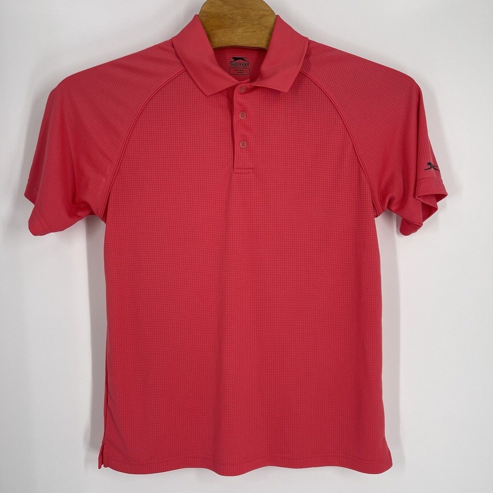 Slazenger Men RED Golf Polo Shirt Size L‎ Polyester Soft Casual Active